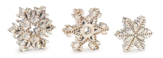 Beaded Wood Design Snowflake Decor (Set of 3) Thumbnail