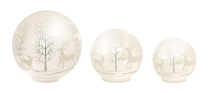 LED Frosted Glass Woodland Deer Orb (Set of 3) Thumbnail