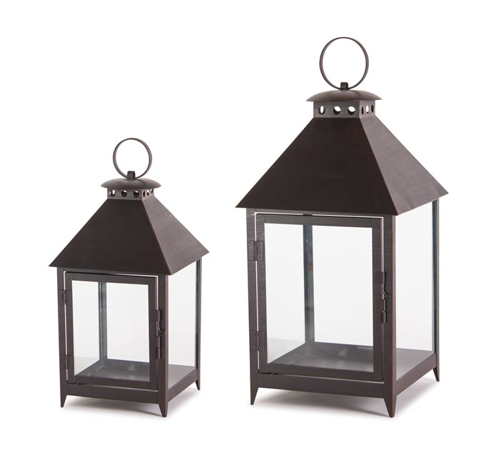 Footed Iron Metal Lantern (Set of 2) Thumbnail