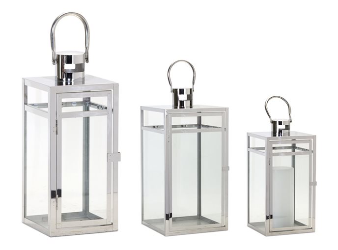 Modern Stainless Steel Metal Lantern (Set of 3) Thumbnail