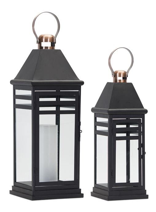 Modern Metal Lantern with Gold Accent (Set of 2) Thumbnail