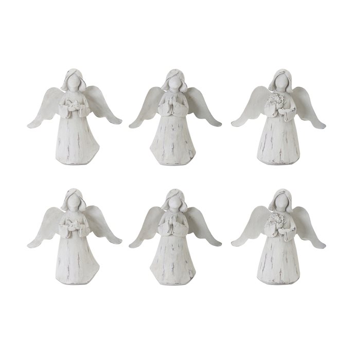 Praying Angel Figurine with Metal Wings (Set of 6) Thumbnail