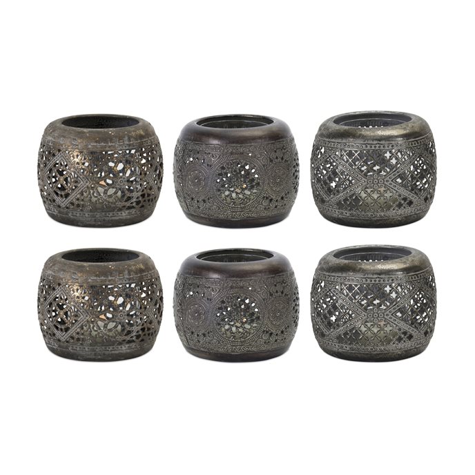 Ornamental Punched Metal Candle Holder (Set of 4) Thumbnail