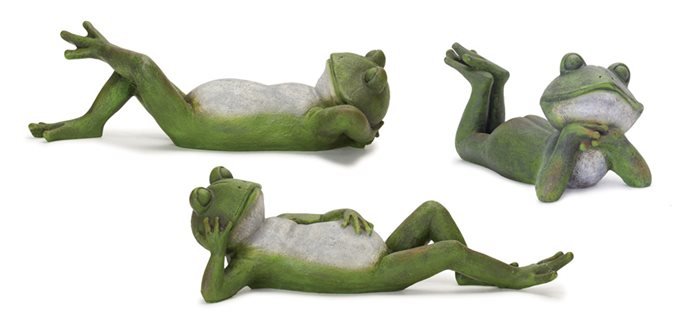 Lounging Garden Frog Figurine (Set of 3) Thumbnail