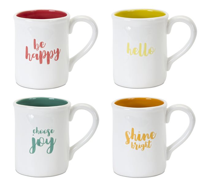 Stoneware Happy Sentiment Mug (Set of 2) Thumbnail