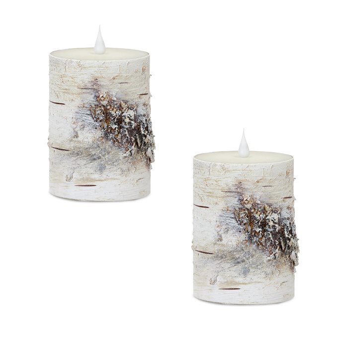 LED Birch Designer Candle with Remote (Set of 2) Thumbnail