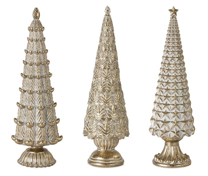 Geometric Holiday Tree with Gold Finish (Set of 3) Thumbnail