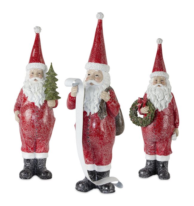 Frosted Long John Santa with Pine and List Accent (Set of 3) Thumbnail