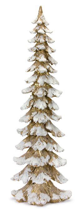 Gold Flocked Pine Tree 34.5"H Thumbnail