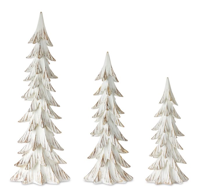 Carved Wood Design Pine Tree Decor (Set of 3) Thumbnail