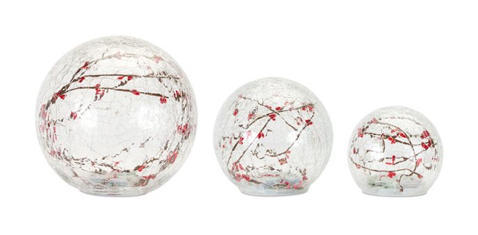 LED Lighted Globe with Berry Branch Accent (Set of 3) Thumbnail