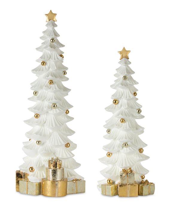 Gold and White Christmas Tree with Packages (Set of 2) Thumbnail