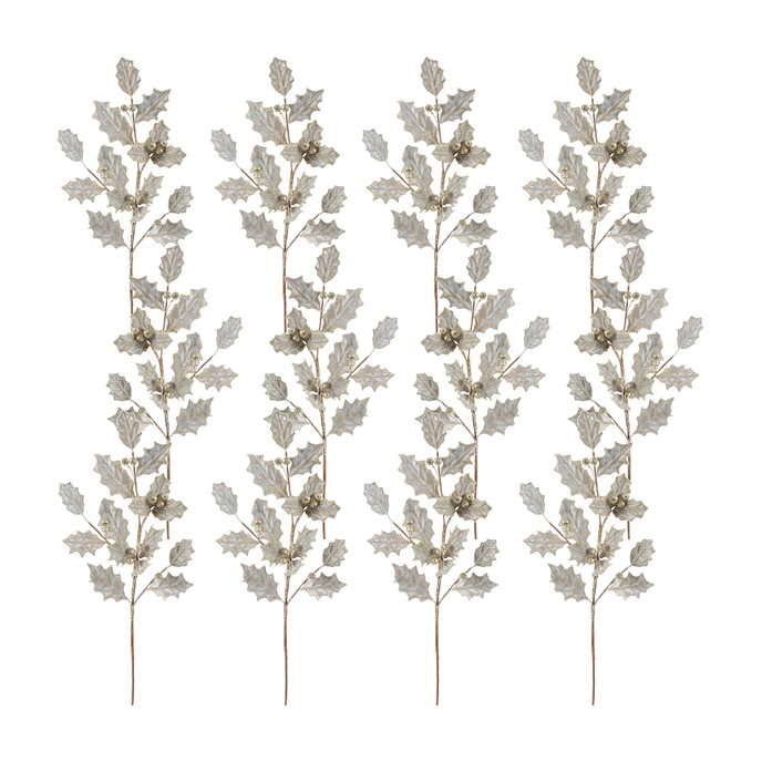 Champagne Holly Leaf Spray with Pod Accent (Set of 12) Thumbnail