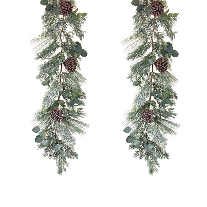 Frosted Pine and Eucalyptus Holiday Garland (Set of 2) Thumbnail