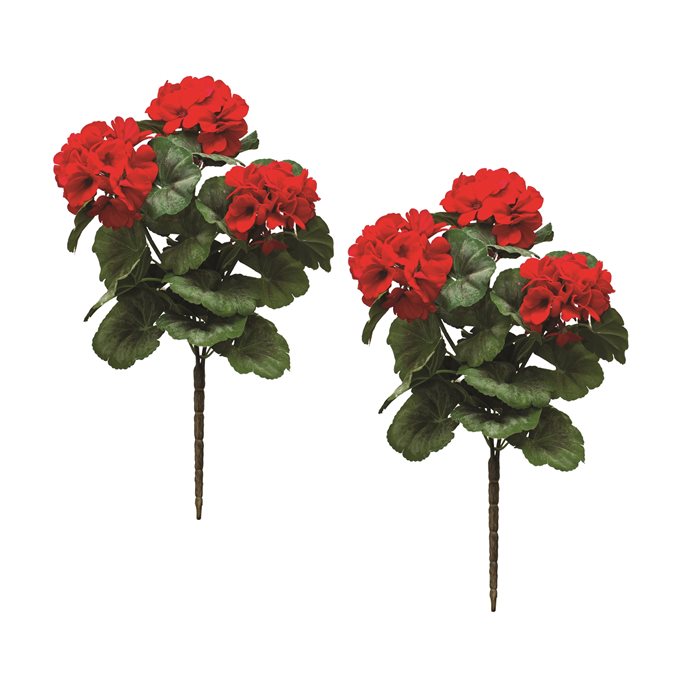 Red Geranium Floral Bush (Set of 2) Thumbnail