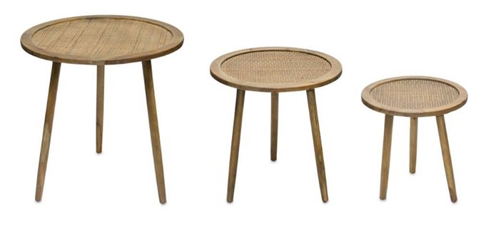 Rattan Wood Accent Table (Set of 3) Thumbnail