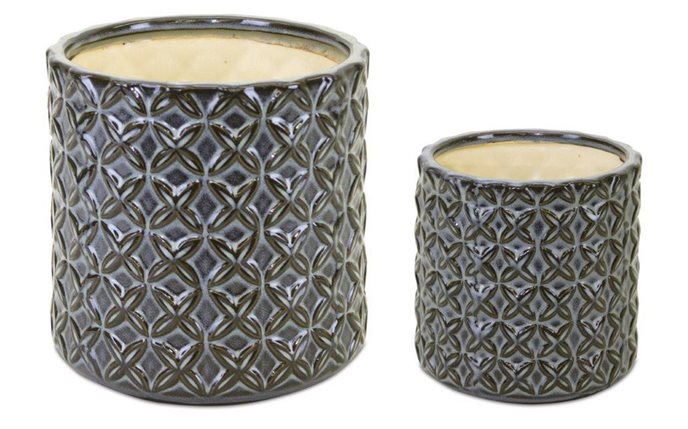 Geometric Pattern Ceramic Pot (Set of 2) Thumbnail