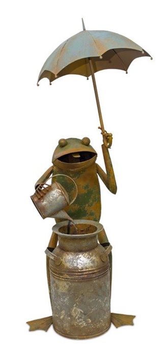 Rustic Copper Metal Frog with Umbrella Fountain 53.75"H Thumbnail