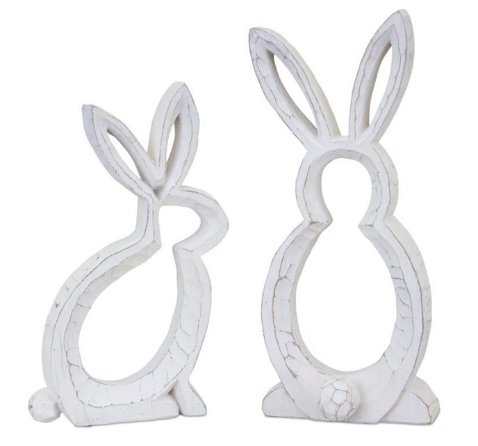 Carved Stone Bunny Outline Decor (Set of 2) Thumbnail