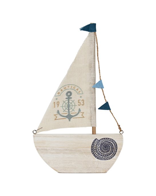 Wood Sailboat Wall Decor 16.5"H Thumbnail