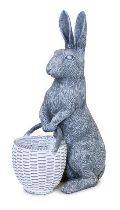 Standing Rabbit Figurine with Basket Accent 10.5"H Thumbnail