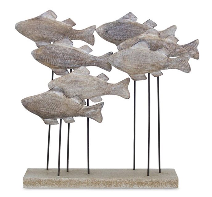 Wooden Fish School Sculpture 9.75"L Thumbnail