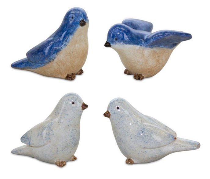 Blue Birds Sitting Figurine (Set of 4) Thumbnail