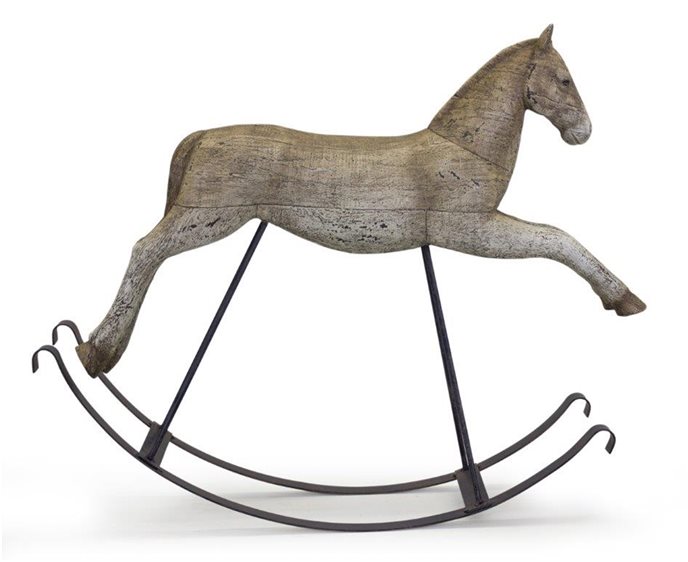 Rustic Rocking Horse Decor with Metal Stand 22.25"L Thumbnail