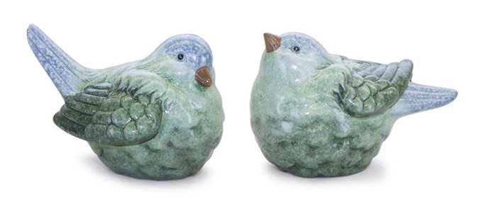 Blue and Green Terra Cotta Bird Figurine (Set of 2) Thumbnail