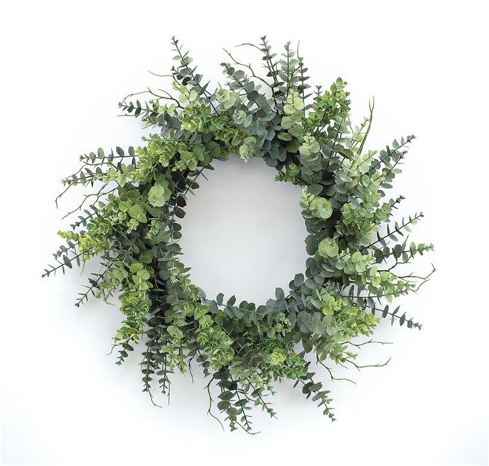 Mixed Eucalyptus Leaf Foliage Wreath with Twig Accents 29"D Thumbnail