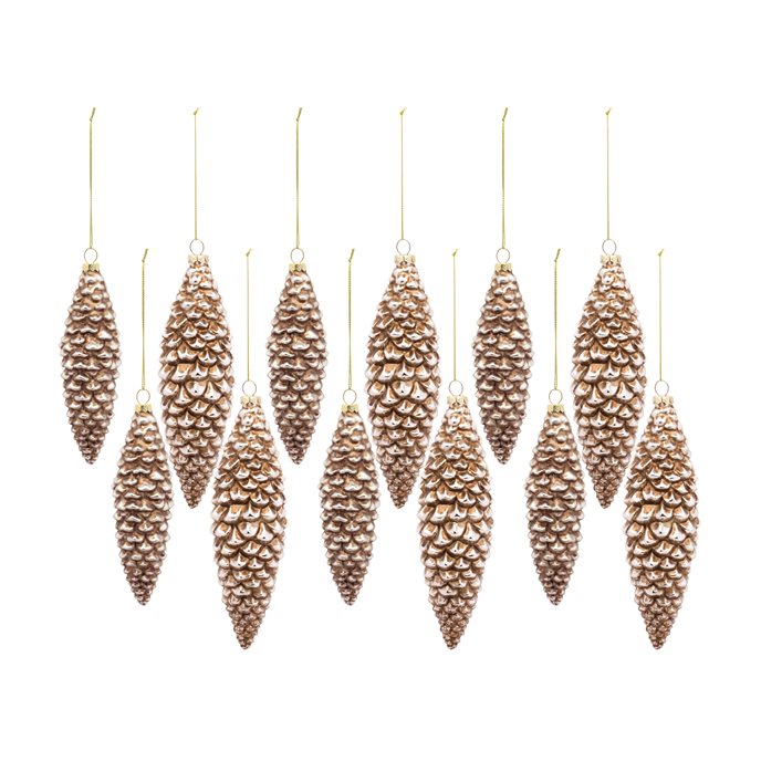 Bronze Frosted Pinecone Drop Ornament (Set of 12) Thumbnail