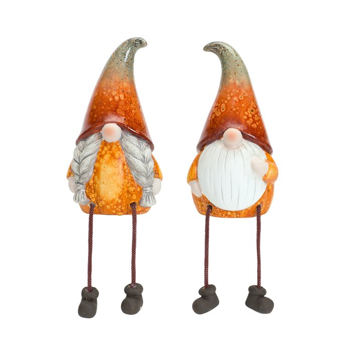 Terra Cotta Pumpkin Gnome with Dangle Legs (Set of 2) Thumbnail