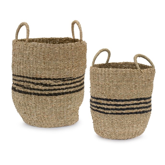 Striped Woven Seagrass Basket (Set of 2) Thumbnail