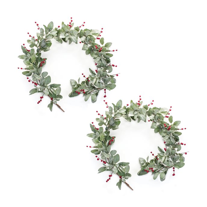 Frosted Mistletoe Garland with Berries (Set of 2) Thumbnail