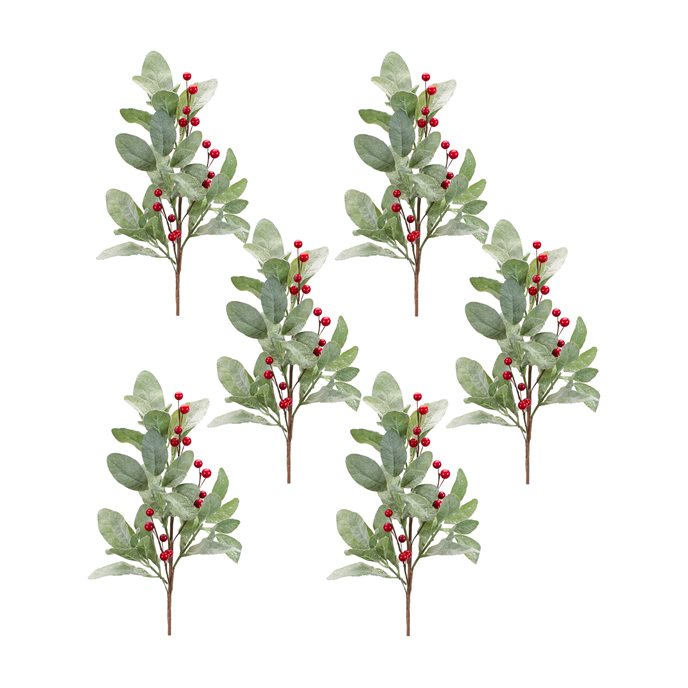 Frosted Mistletoe Spray with Berries (Set of 6) Thumbnail