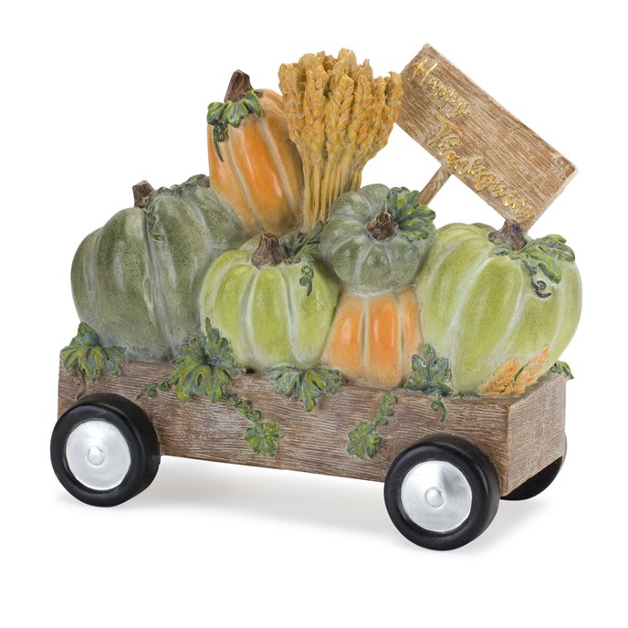 Happy Thanksgiving Wagon and Pumpkin Figurine 8.5"L Thumbnail