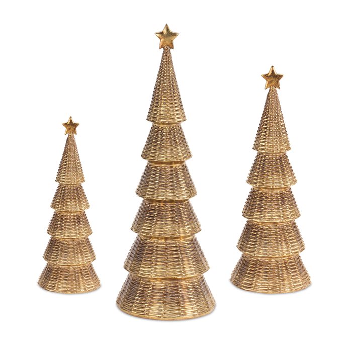 Gold Wicker Design Holiday Tree (Set of 3) Thumbnail