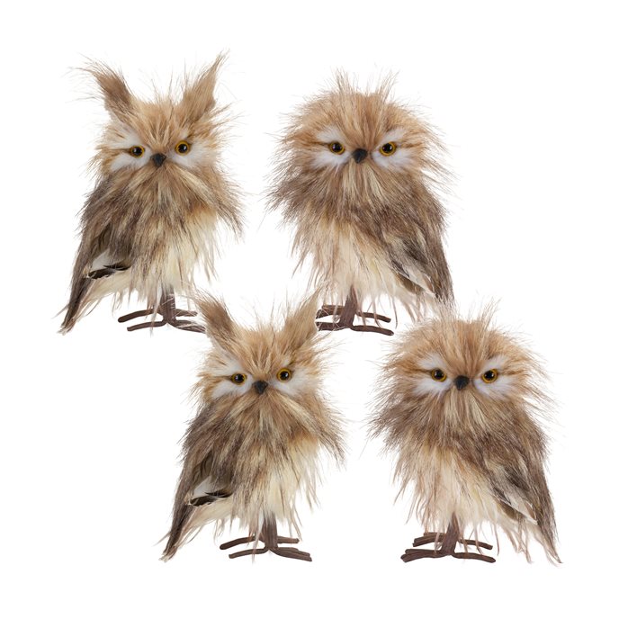 Furry Winter Owl Foam Decoration (Set of 4) Thumbnail