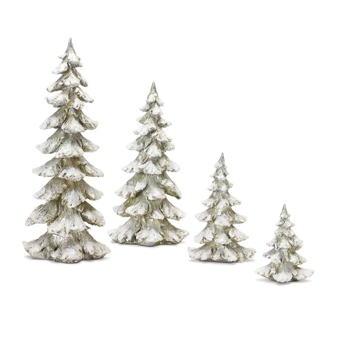 Frosted Pine Tree Decor with Silver Finish (Set of 4) Thumbnail