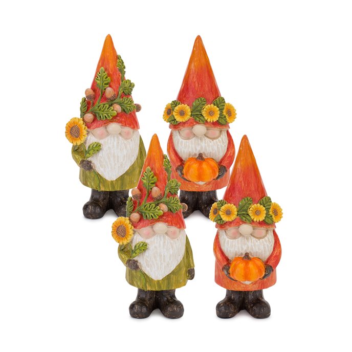 Harvest Gnome Figurine with Pumpkin and Sunflower (Set of 4) Thumbnail