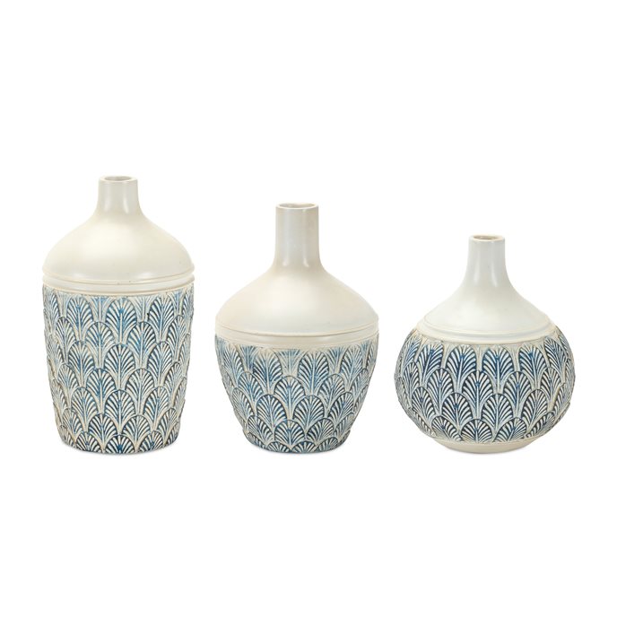 Geometric Leaf Print Vase (Set of 3) Thumbnail