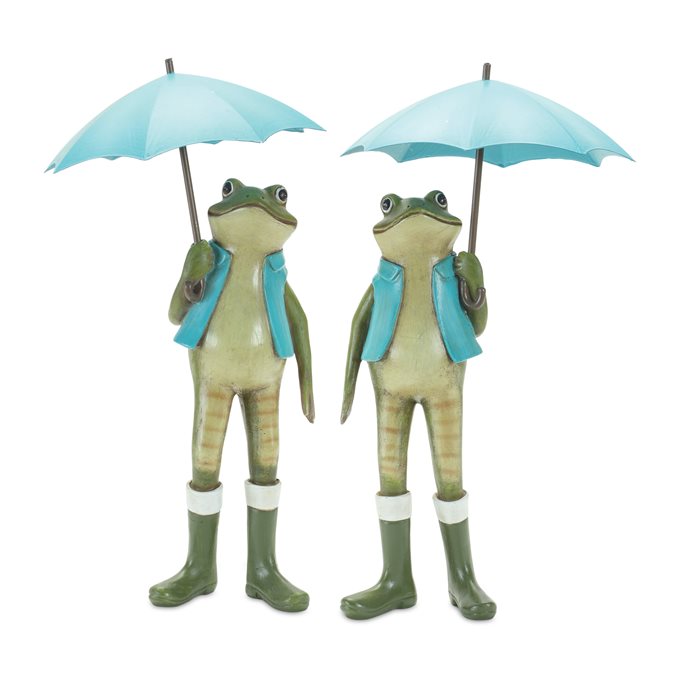 Garden Frog with Umbrella and Rainboot Accent (Set of 2) Thumbnail