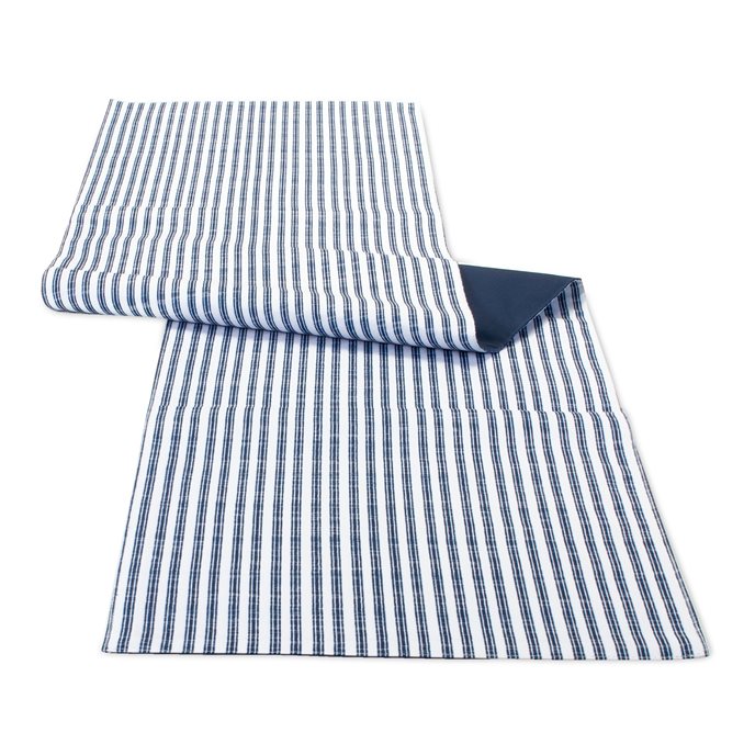 Blue and White Striped Dining Table Runner 70"L Thumbnail