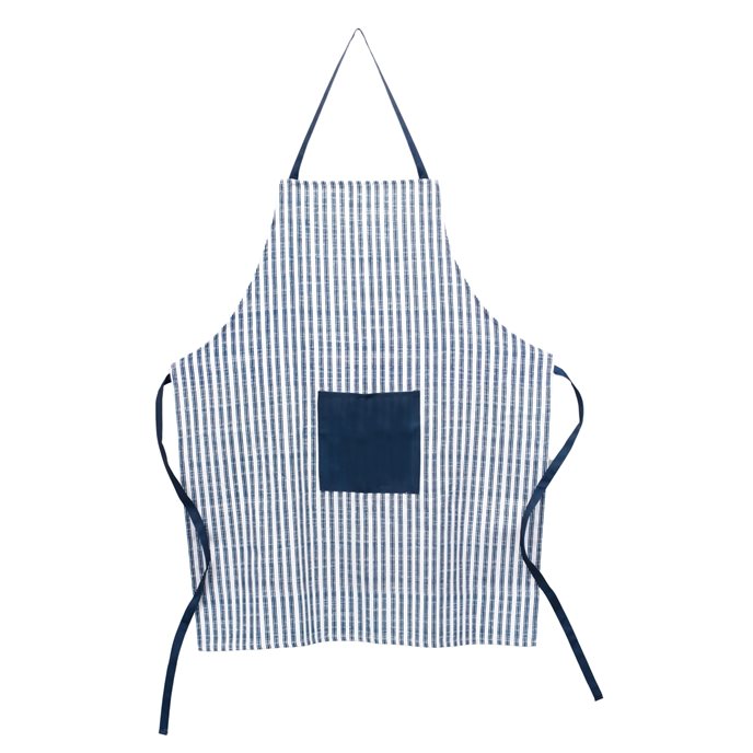 Blue and White Striped Kitchen Apron 50"H Thumbnail