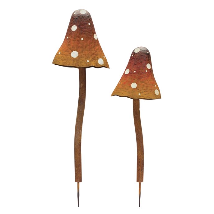 Iron Metal Mushroom Garden Stake (Set of 2) Thumbnail