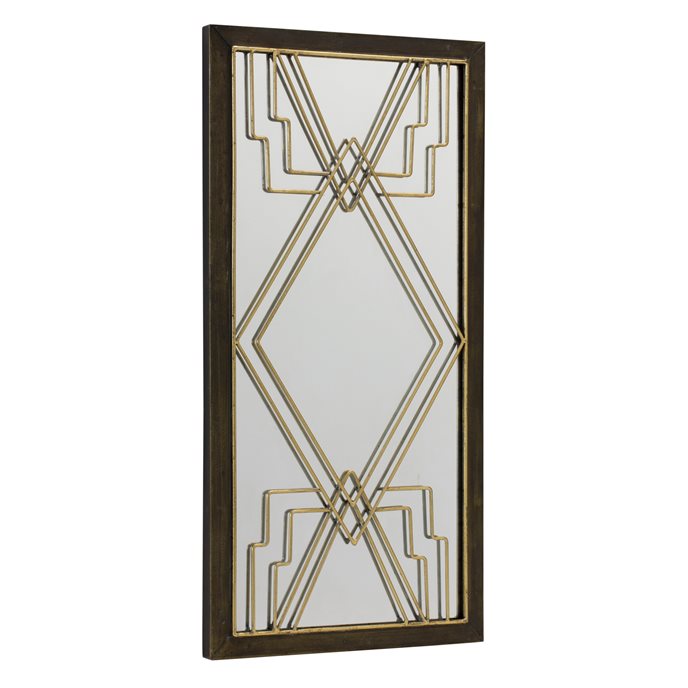 Metal Wall Mirror with Art Deco Design 23.75"H Thumbnail