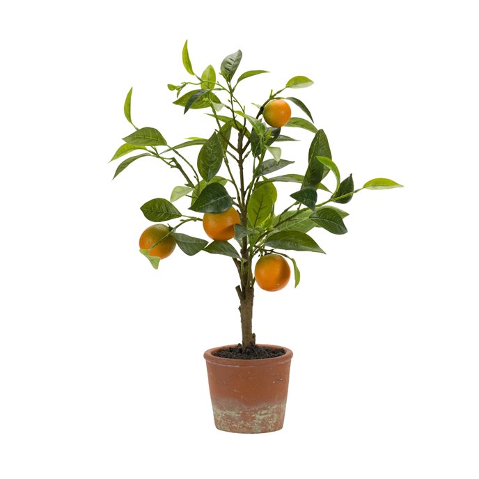 Orange Fruit Silk Tree with Terra Cotta Style Pot 21.5"H Thumbnail