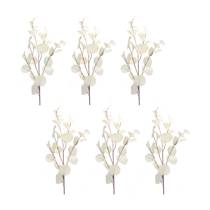 Ivory Silver Dollar Eucalyptus Leaf Spray (Set of 6) Thumbnail