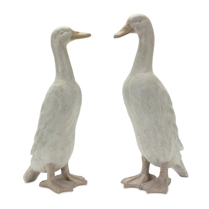 Distressed Stone Standing Duck Garden Statue (Set of 2) Thumbnail