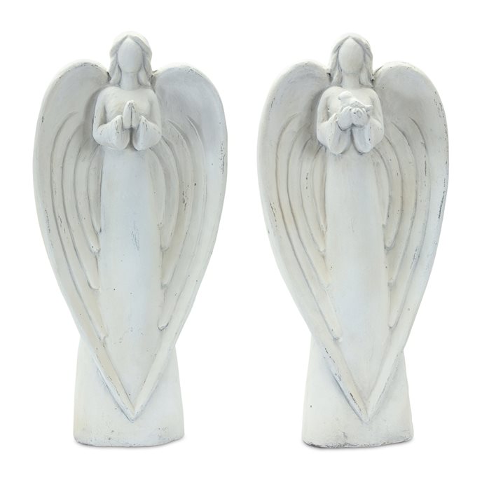 Stone Garden Angel Statue with Bird Accent (Set of 2) Thumbnail